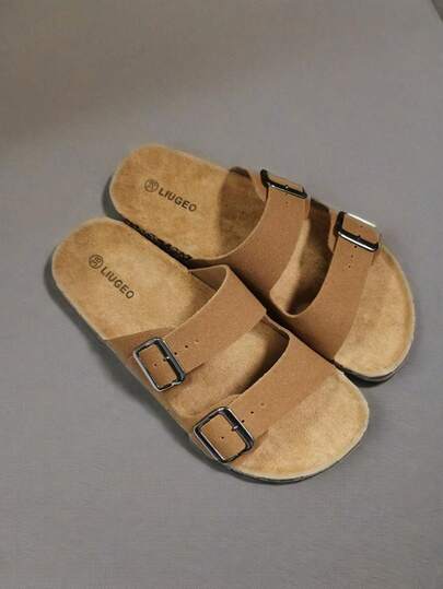 Men Sandals, Arch Support Slides With Adjustable Buckle Straps And Cork Footbed Soft Home Slippers For Men EUR36-46