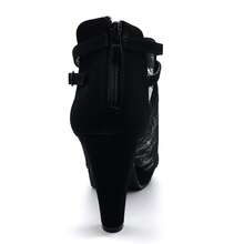 Women's Chunky Toe Heels: Comfortable Block-Heel Sandals With Cut-Out Design, Back Zipper, And Sexy Mesh – Ankle Boot-Inspired Style, Perfect For Dressy Occasions And Dates - Black - View 3
