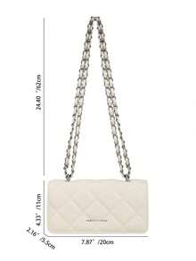 Bolso de mano con cadena de rombos en miniatura, diseño minimalista de bolso bandolera, elegante para ir al trabajo - Beis - Ver 3