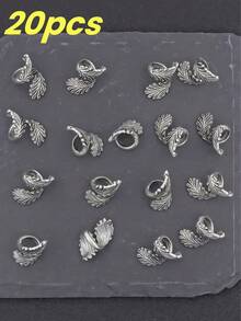 8/20/50 件,珠宝制作垫片。16 毫米复古羽毛形垫片珠,带有雕刻纹理的古银锌合金装饰珠,用于 DIY 耳环、项链、手链和其他珠宝配饰制作。珠子,珠宝制作用珠子,珠宝制作用品,垫片珠,手链珠,手链珠,饰物,珠子垫片。生日派对、万圣节、圣诞节装饰、成人工艺品用品 - 彩色 - 查看 8