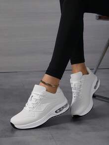 New Retro Fashion Casual Shoes, Comfortable Shock-Absorbing Air Cushion Sneakers, Thick Sole Minimalist Air Cushion Sports Shoes - White - View 11