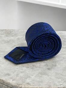Luxury Men's Skinny Ties Polyester Silk Solid Polka Dot Striped Check Skinny Jacquard Groomsman Tie - 寶藍色 - 查看 3
