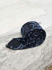 Luxury Men's Skinny Ties Polyester Silk Solid Polka Dot Striped Check Skinny Jacquard Groomsman Tie - Màu xanh bụi bặm - Xem 3