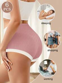 MIOTAN 6pcs Women's Cotton Underwear High Waist Comfortable And Soft Underpants