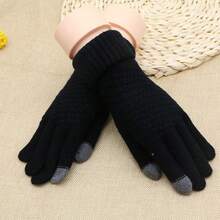 Women's And Men's Winter Ski Magic Gloves Warm Full-Finger Stretch Knitted Polyester Blend With Elastic Acrylic Mittens Jacquard Design For Touch Screen For Outdoor & Cycling