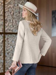 Apricot Blazer Jacket For Women, 2025 Autumn/Winter New Arrival, High-End Elegant Lady Wool Blend Coat