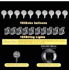 10/20 Pack LED Balloons, 24 Inches Light Up Balloons, Clear Helium Bobo Balloons, Glow Bubble With String Lights For Valentines Day, Halloween, Christmas, Wedding, Birthday Party Decoration - 彩色 - 查看 11