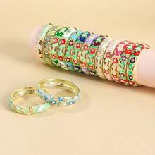 1 pieza Nuevo brazalete de estilo bohemio de moda con esmalte de flor enchapado en oro, adecuado para joyería de mujeres y niñas