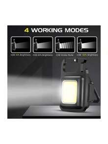 Mini Linterna Led Llavero, lámpara De Mano Recargable Usb - Negro - Ver 3