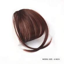 1pc Heat Resistant Straight Black 6 Inch Extra Short Synthetic Hairbangs With Sideburns - Black - View 19