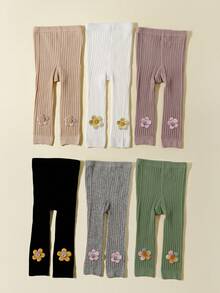 6 Pairs Girls Floral Tights, Cute & Sweet, Suitable For Spring, Autumn, All Seasons, Matching School Uniforms - Multicolor - View 2