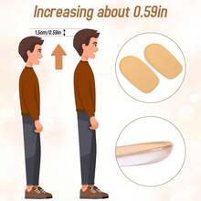 1 Pair Lightweight Silicone & Velvet Insole, Half Size Increase Insole, Anti-Abrasion Insole, Silicone Heel Lift Insole, Hidden Increase Insole, Reduce Shoe Heel Internal Wear, Suitable For Various Closed Toe Shoes, Suitable For Photo Shoot, Visually Enhance Body Proportion