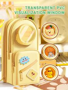 1 Hộp đựng bút chì nhiều lớp dung tích lớn - Ba lô trong suốt, Đồ dùng học tập phong cách thẩm mỹ cho bé gái và bé trai, Học sinh tiểu học và trung học cơ sở dễ thương, Hộp đựng bút chì tiện dụng cho trẻ em - Nhiều màu - Xem 2