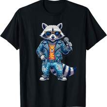 Raccoon Animal Rockstar Rock Singer Gift For Men Women Kids T-Shirt