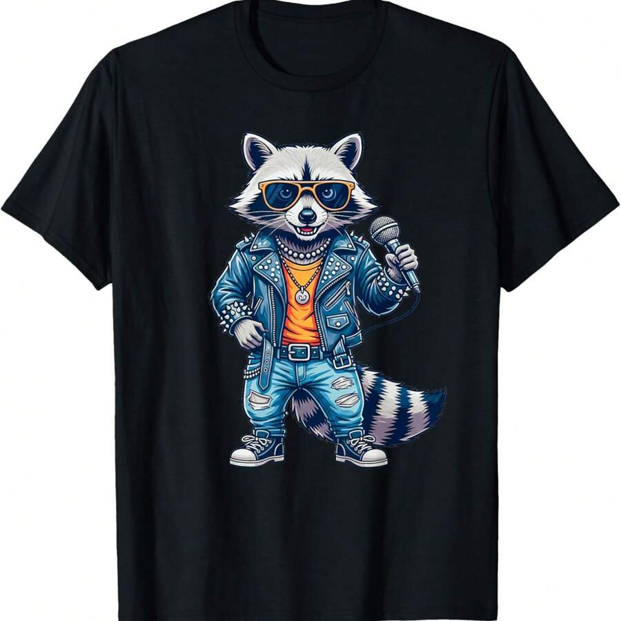 Raccoon Animal Rockstar Rock Singer Gift For Men Women Kids T-Shirt