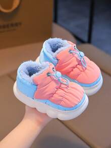 1 Pair Teen Teen/Teen Casual Anti-Slip Plush Lined Closed-Toe House Slippers, Warm Fuzzy Indoor Slippers