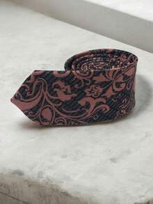 Luxury Men's Skinny Ties Polyester Silk Solid Polka Dot Striped Check Skinny Jacquard Groomsman Tie - 粉色 - 查看 1