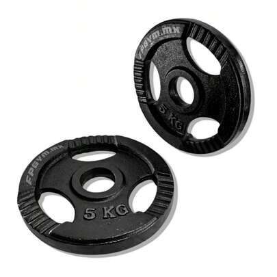 Par de Discos 5 Kg C/u (2 Piezas) con Tres Agarres comodo Entrada Dos Pulgada 10kg