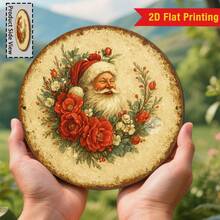 2D Flat Printing, 1pc Vintage Christmas Santa Claus Among The Flowers Aluminium Metal Sign Wall Art Decorative Sign For Home Bar Cafe Shop Farmhouse Wall Door Pendant Indoor/Outdoor Plaques Wall Decorations 8x8 Inches Perfect Christmas Gift, 2D Flat Home Decor Christmas Decorations Room Decor