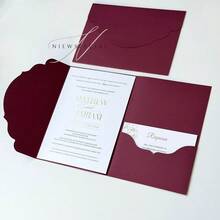 10/20/25 piezas Portada de invitación de boda plegable en tres partes, sobre de invitación simple para compromiso, XV años, bautizo, invitación DIY, invitación de 5*7 pulgadas, invitación de bolsillo, invitación personalizada, nuevo diseño para la portada, tarjeta de Navidad - Multicolor - Ver 9