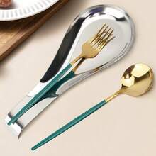 1/2/3/4/5件鱼形不锈钢勺架食物夹火锅勺托盘酒店餐厅厨房用具架架子托盘.自助餐勺架套装.厨房配件.勺架.餐具架 - 銀色 - 查看 4