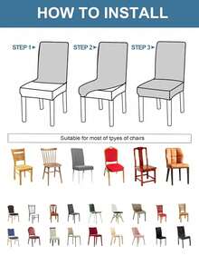 1pc Waterproof Jacquard Dining Chair Cover For Living Room & Dining Room - Light Yellow - View 6