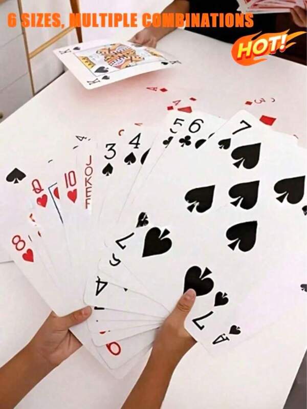 54 cartas de pôquer gigantes, cartas de baralho grandes para decoração de festa temática de cassino, cartas de pôquer enormes, cartas de casamento gigantes, jogo de pôquer jumbo completo, divertido e mágico, adequado para escola, sala de aula, idosos, todas as idades, festa, jogos de festa, brincadeiras divertidas, dia dos namorados, casamento, aniversário, formatura
