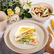 16/32pcs Kitchen Wheat Straw Large Size Dinnerware Set, Service For 4/8, Unbreakable Modern Dish Set-Dinner Plate/Dessert Plate/Cereal Bowl/Cup, Lightweight Tableware, Perfect Camping And Everyday Use - 白色 - 查看 6