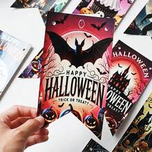 hoojojo 20 Peças/Conjunto Bandeiras Decorativas de Halloween, Conjunto de Banners Penduráveis, Banners de Festa com Tema de Halloween, Decorações Vintage, Presentes de Halloween, Decoração de Parede de Sala de Aula e Corredor Escolar, Lembrancinhas de Festa, Festa de Escritório, Decoração de Lareira, Adequado para Reuniões Familiares, Decoração de Sala de Aula e Decoração de Escritório