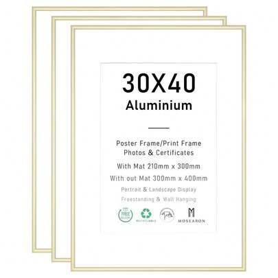 2/3 Stück 12x16 Zoll/30x40 cm Goldener Aluminiumlegierung Fotorahmen, A3/A4 Moderne Heim Dekor Kunstrahmen, minimalistisch stilvolle goldene Aluminiumlegierung Dekorationsrahmen