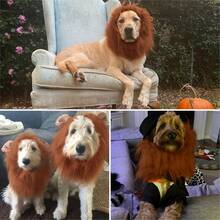 1pc Adjustable Polyester Fiber Lion Mane Wig Pet Costume, Suitable For Medium And Large Dogs, Christmas Holiday Gift Accessory, Dog Costume | Dog Wig | Fluffy Dog Outfit