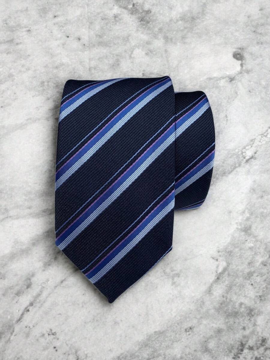 Luxury Men's Skinny Ties Polyester Silk Solid Polka Dot Striped Check Skinny Jacquard Groomsman Tie - 紫丁香色 - 查看 1