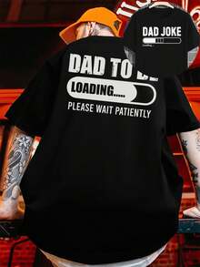 T-shirt << Chargement Future Dad », col ras du cou, imprimé recto verso, décontracté, mode homme, coton 220 g/m² (1 pièce) - Noir - Voir 1