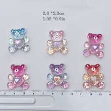 10 件混合透明果冻熊平背剪贴簿贴纸，用于制作耳环、发饰、珠宝、树脂工艺品装饰贴纸 - 彩色 - 查看 8