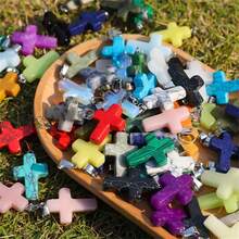 10/20/30/40/50pcs Multi-Color Shiny Cross Crystal Pendant | With Black Cord Chain, Easy To Mix And Match | Suitable For DIY Jewelry Making (Pendant + Chain) - Nhiều màu - Xem 2