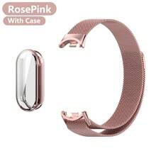 Metal Strap For Mi Band 8 9 10 Bracelet With TPU Case Screen Soft Protector Milanese Magnetic Loop Replacement Watchband - Compatible With Xiaomi Mi Band 10 - View 14