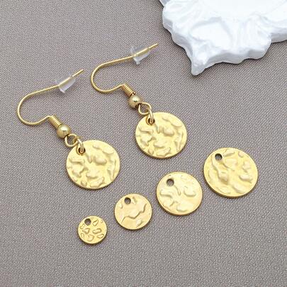 10/20pcs Metal Stamping Blanks, 304 Stainless Steel Blank Tags Flat Round Charms With Textured Pendants For Bracelet Earring Necklace Chain Jewelry Making