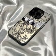 Funda de Teléfono Ángel de Arte Negro para Modelos de  16, 15, 14, 13, 12, 11 Pro Max, X, XR, XS Max, 8 y 16 Plus con Cubierta Trasera Mate 4C0C - Colores mixtos - Ver 2