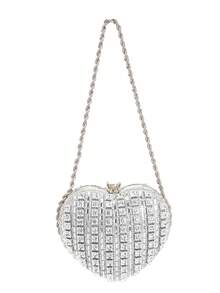 Evening Bag For Women Luxury Heart Shape Clutch Rhinestone Handbag Bridal Wedding Purse Elegant Shoulder Crossbody Bag With Detachable Chain For Cocktail Banquet Prom Party