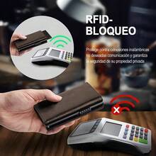 Carteras para Hombre Tarjetero, Billetera para Hombre RFID Bloqueo Antirrobo Tarjetero para Caballero Plegable, Con Bolsillo de Moneda Billetera para, Regalos para hombre - marrn - marrón - Ver 4