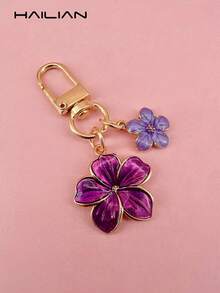 HAILIAN 1 Móc khóa hình hoa anh đào bằng hợp kim nhẹ và duyên dáng với hình hoa anh đào có thẻ hình chữ nhật thích hợp làm mặt dây chuyền túi xách, móc chìa khóa ô tô, quà tặng sinh nhật cho các cặp đôi ngày lễ Y2K - Màu tím - Xem 9