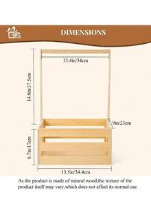 1pc Wooden Storage Basket With Handle,Shower Crate Closet Clothes Organizer Basket, Portable  Clothes Hat Rack,Pregnancy Gifts For New Parents. - 紫紅色 - 查看 6