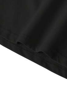 女式字母印花黑色圆领长袖 T 恤，宽松休闲打底衫，秋季 - 黑色 - 查看 5