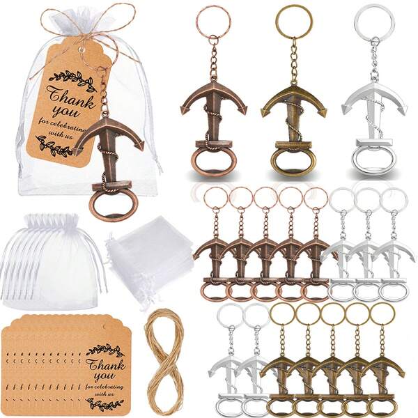 10 sets de recuerdos de fiesta con temática náutica, regalos de llavero con forma de ancla, regalos para invitados de boda, souvenirs creativos, etiquetas de regalo para fiesta de boda con temática náutica