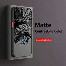 Funda de Teléfono con Arte de Línea de Ojos de Chico Cómic, Patrón Moderno y Genial para Apple 16 15 14 13 12 11 XR XS Pro Plus, Cubierta Protectora de TPU Suave Transparente Mate - Colores mixtos - Ver 6