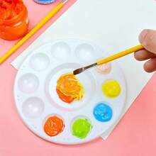 5/10/15PCS Paint Tray Palettes White Circular Plastic Paint Trays For Students To Draw In School Projects Or Art Classes, Return To School, School Supplies, Household Items - White - View 4