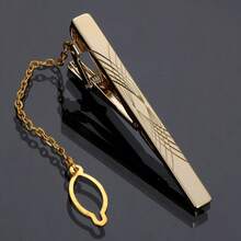 1pc Men's Gold Elegant Patterned Tie Clip, Wedding Tie Clip, "I LOVE YOU" Suitable For Men's Wedding Wear, Cufflinks & Tie Clip Set Suitable For Men's Formal Wear, Business Tie Clip