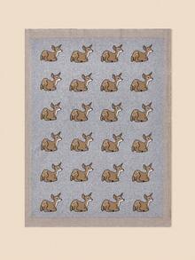 1 件婴儿针织毯，卡通鹿图案，100% 纯棉，婴儿舒适盖毯，适合日常使用 - 白色 - 查看 5