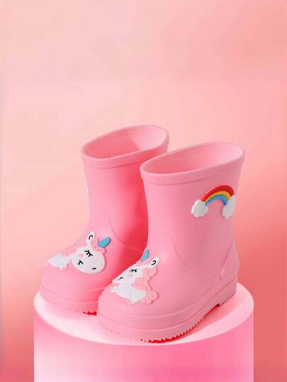 TEEOEC 2024 Upgraded Fashion Waterproof Children Rain Boots, Anti-Slip Warm Cartoon Rainboots For Toddlers Boys And Girls