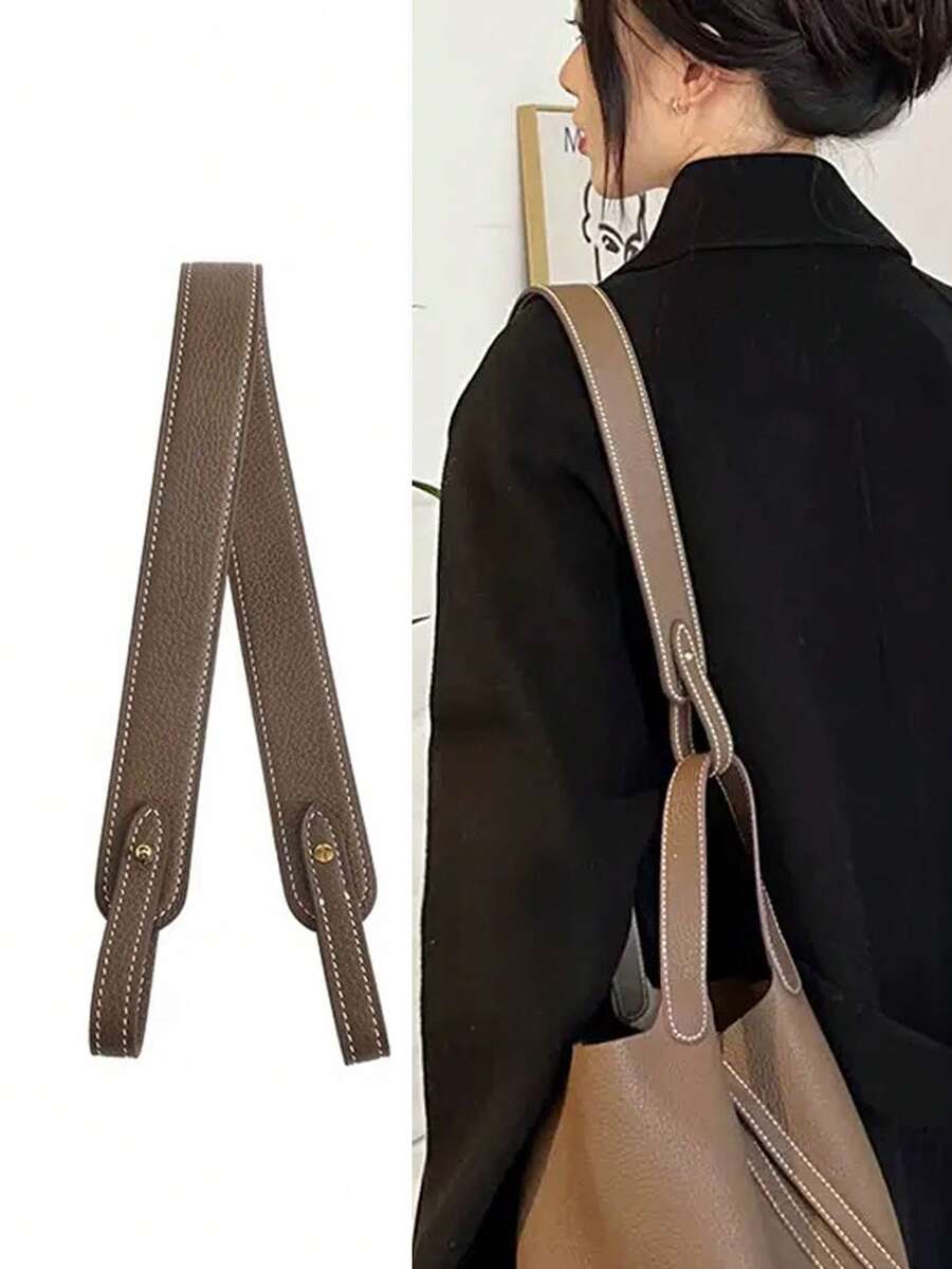 Elephant Grey Short Strap Bag Modification Widening And Thickening PU Long Shoulder Strap, Suitable For Bucket Bags, Handbag Modification Slanted Shoulder Bag Strap, Vegetable Basket Wide Shoulder Strap Accessory, PU Lychee Grain Crossbody Bag Shoulder Strap,Bag Accessories Replacement Carry Strap Wrist Strap Black Brown Underarm Bag Shoulder Strap, Screw Rivet Bag Strap Manual DIY Bag Replacement Long Shoulder Strap - Grey - View 1